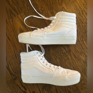 Vans Sk8-Hi Tapered Stackform Shoe. Women’s. All white. Size 8.
